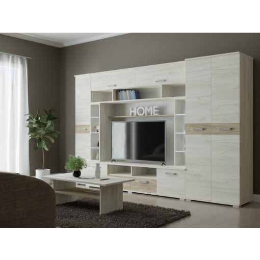 Arizona nappali szekrénysor 320 cm Fehér kraft/Szürke kraft
