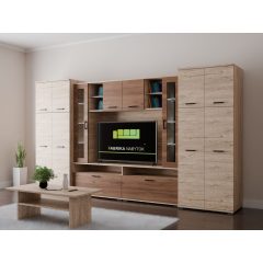 Budapest nappali szekrénysor 360 cm Sherwood/Dohány kraft