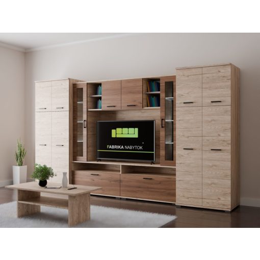 Budapest nappali szekrénysor 360 cm Sherwood/Dohány kraft
