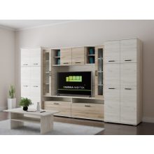 Budapest nappali szekrénysor 360 cm Fehér  kraft/Szürke kraft
